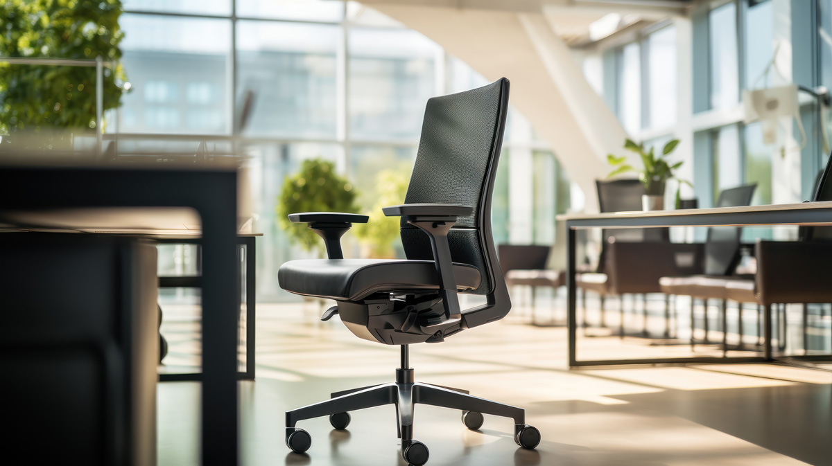 A black office chair in an El Paso office building.